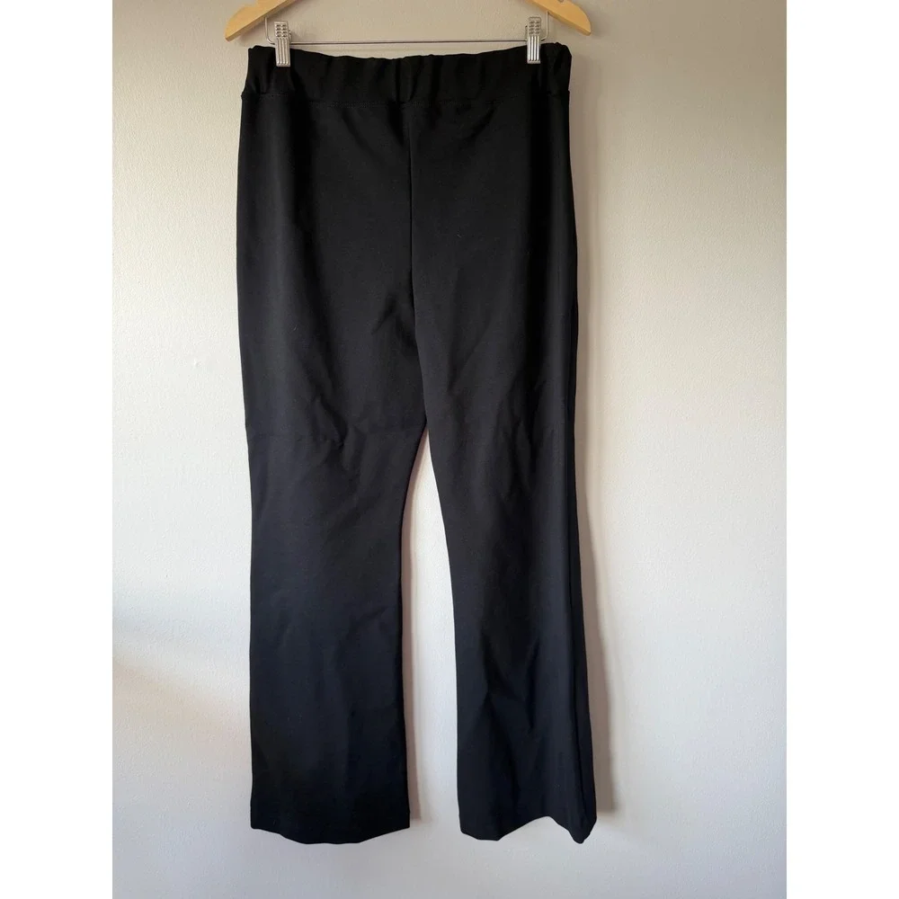 Maeve Anthropologie Pull On Flare Pants Large Black High Rise Stretch Trousers